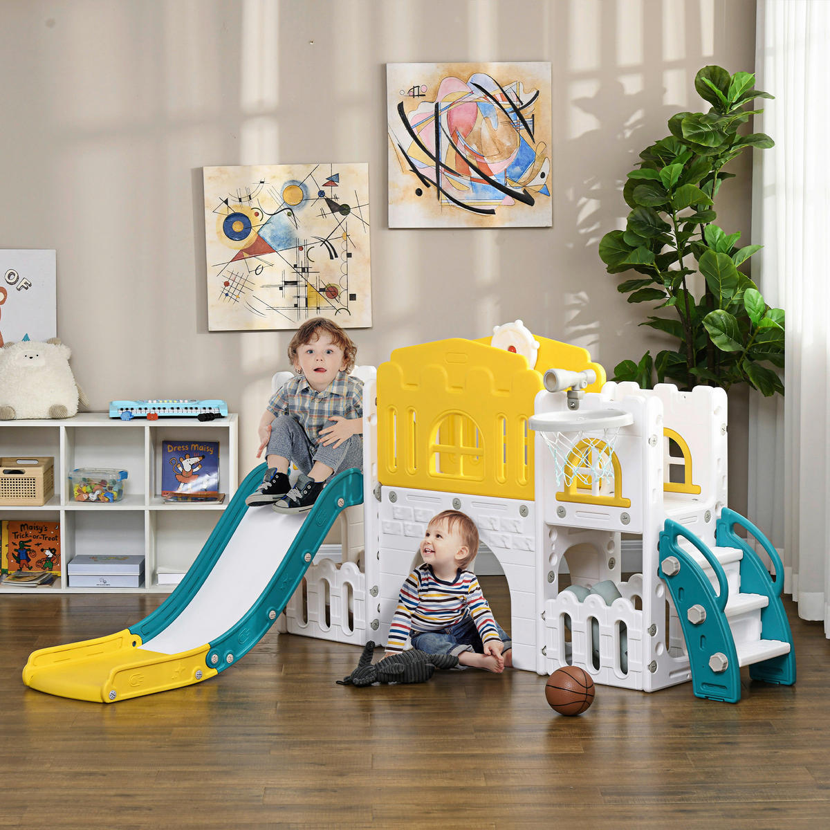 AIYAPLAY Kinderrutsche gelb B/H/L: ca. 177x99x178 cm Kinderrutsche - gelb (178,00/177,00/99,00cm) - AIYAPLAY