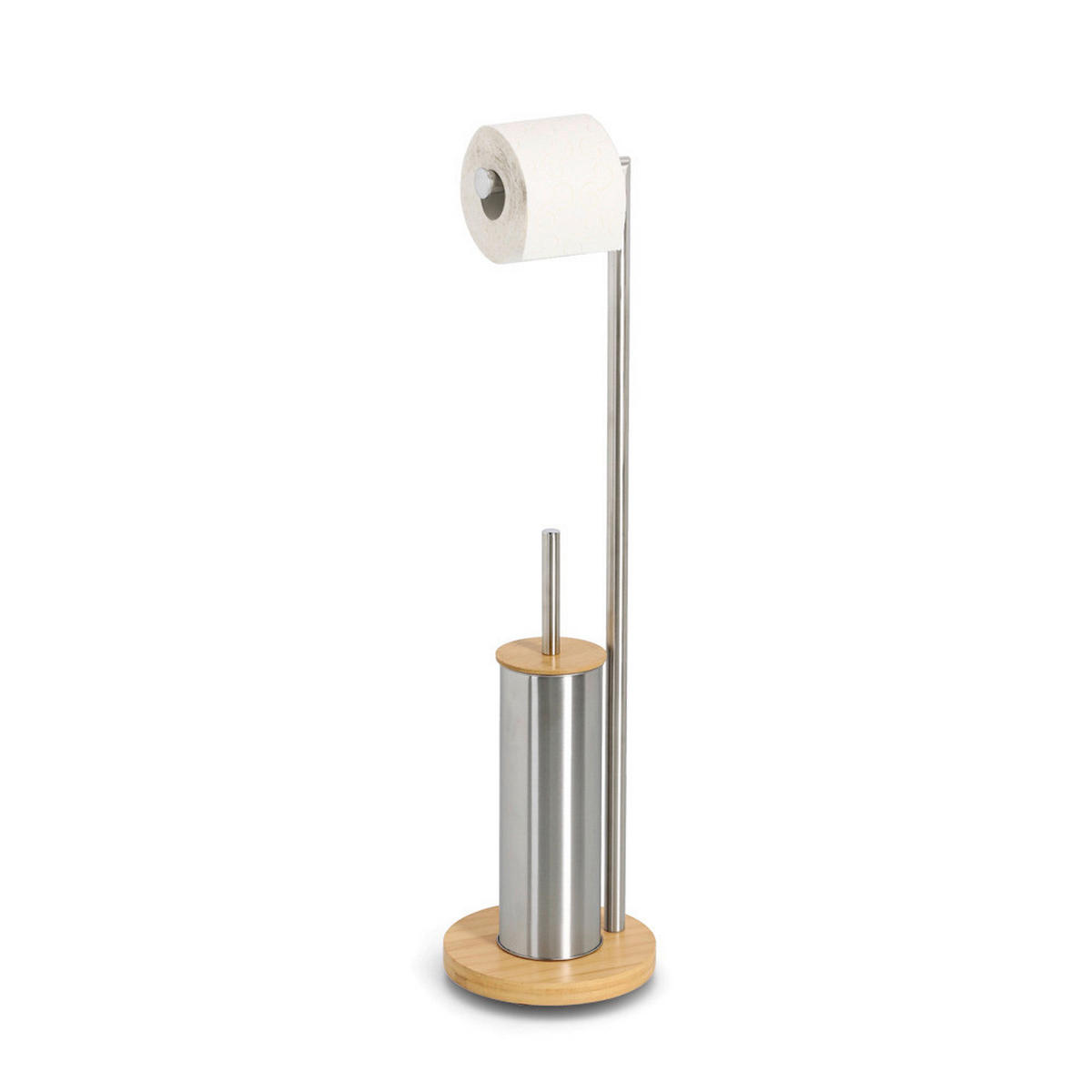 WC-Garnitur silber hellbraun Bambus WC-Garnitur - hellbraun/silber (19,00/19,00/72,50cm) - Zeller