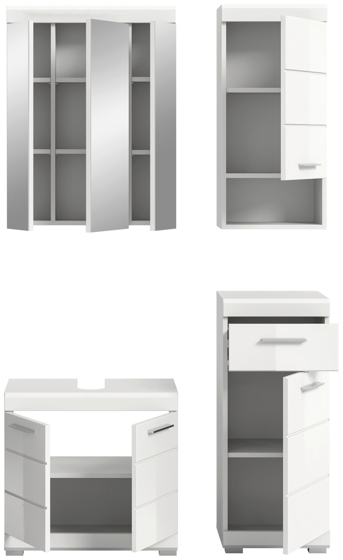 Badezimmer-Set Scout weiß weiß Hochglanz B/H/T: ca. 112x191x34 cm Scout - weiß (112,00/191,00/34,00cm) - xonox.home