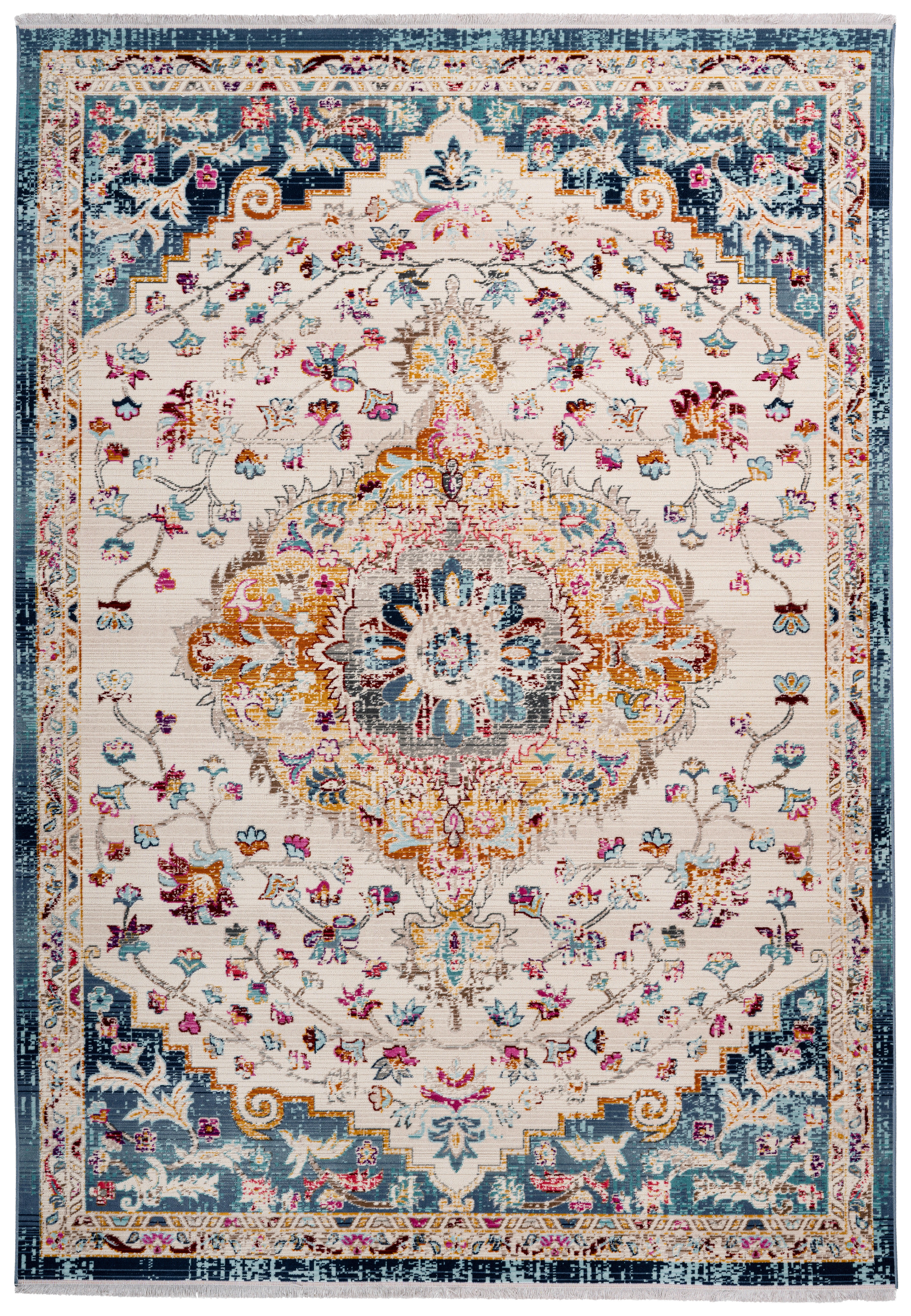 me gusta Kurzflorteppich Anouk 1025 blau B/H/L: ca. 80x0,35x150 cm Anouk 1025 - blau/weiß (150,00/80,00/0,35cm) - me gusta