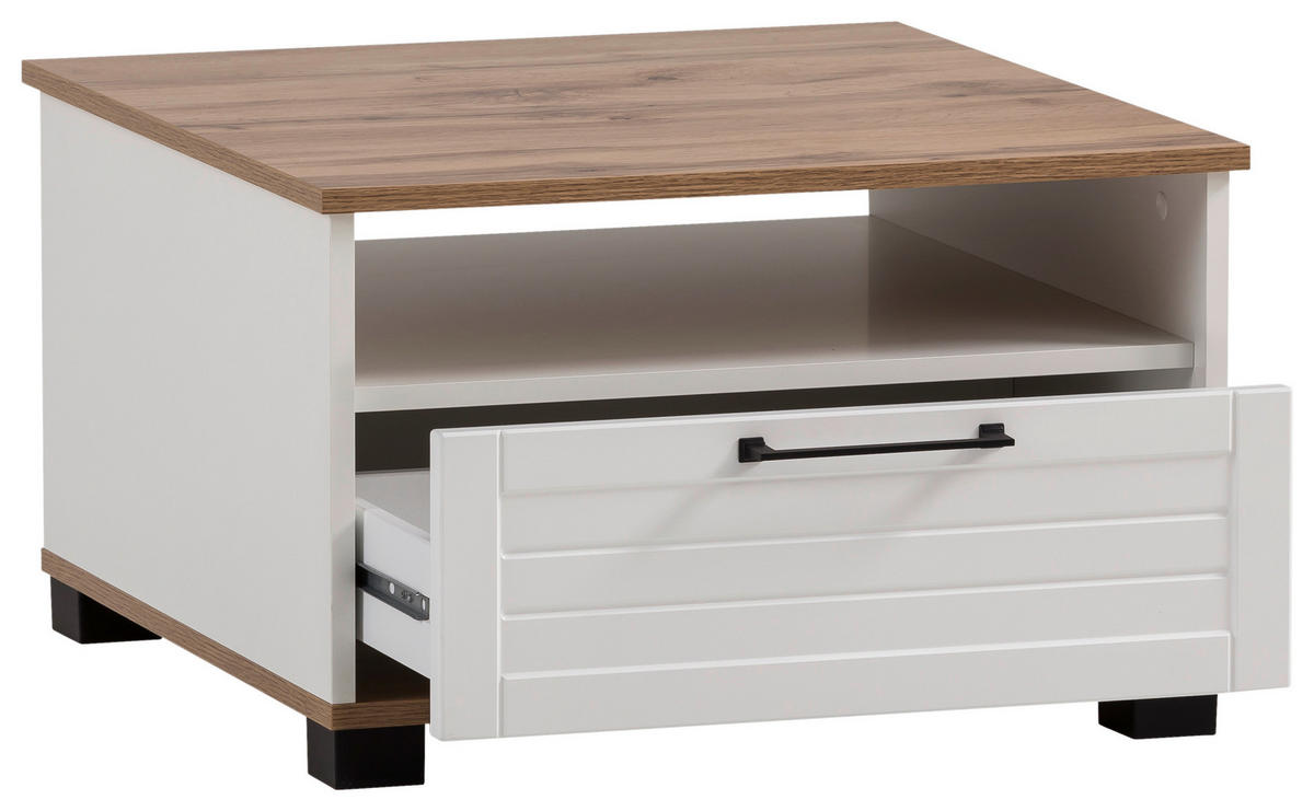 Couchtisch Jelda weiß matt Eiche Landhaus Nachbildung B/H/T: ca. 60,2x38,2x60,2 cm Jelda - Eiche/weiß (60,20/38,20/60,20cm) - Möbelpartner