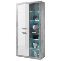Vitrine Stone Beton Optik weiß glänzend B/H/T: ca. 92x194x37 cm Stone - Beton/weiß (92,00/194,00/37,00cm)