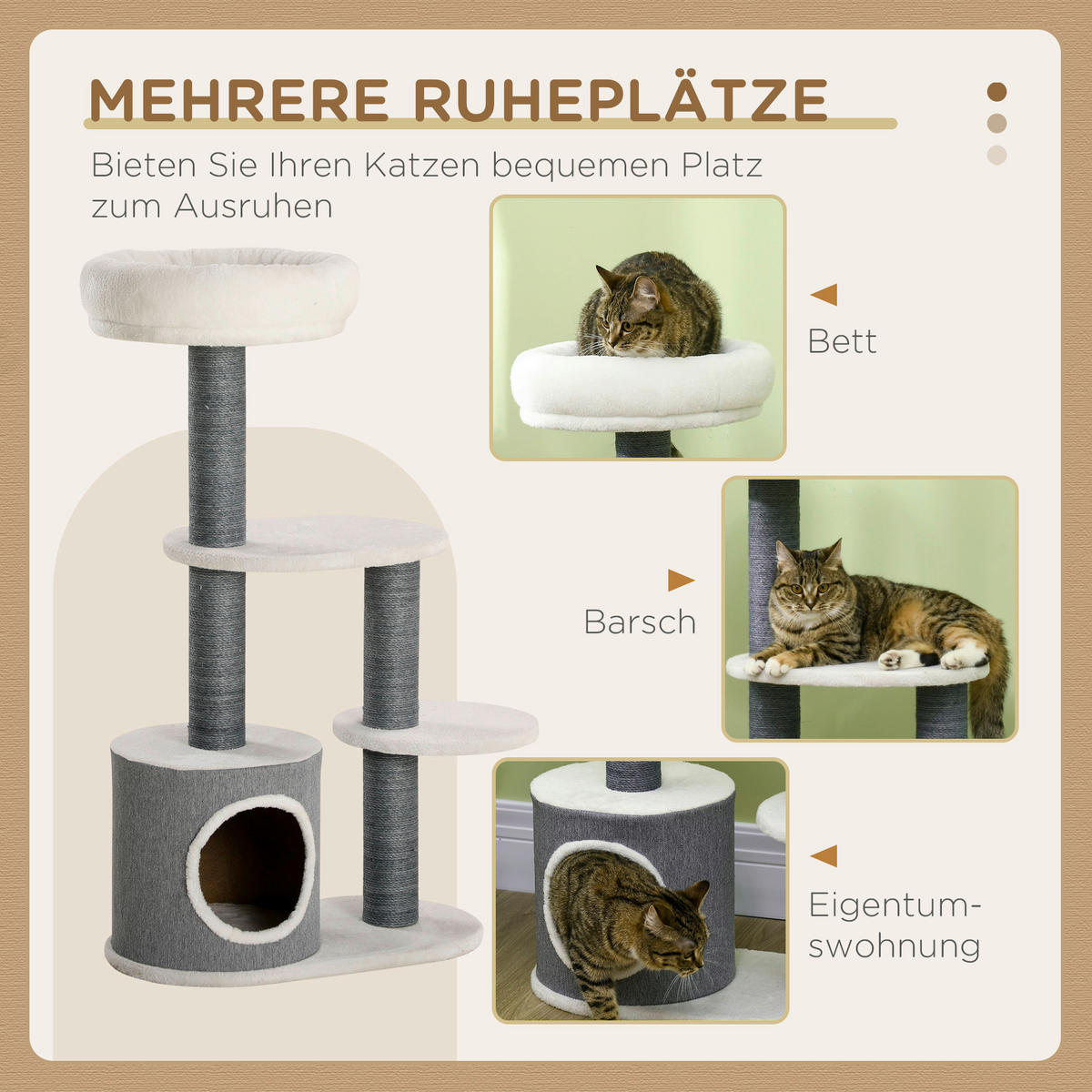 PawHut Kratzbaum grau Spanplatte B/H/L: ca. 30,5x98x55,5 cm Kratzbaum - grau (55,50/30,50/98,00cm) - PawHut