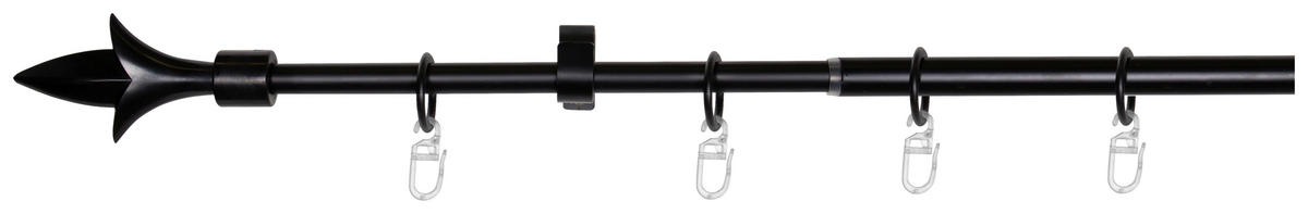 Gardinenstange schwarz Aluminium ausziehbar von ca. 130 bis 240 cm 1.0 Läufe Gardinenstange_Lance - schwarz