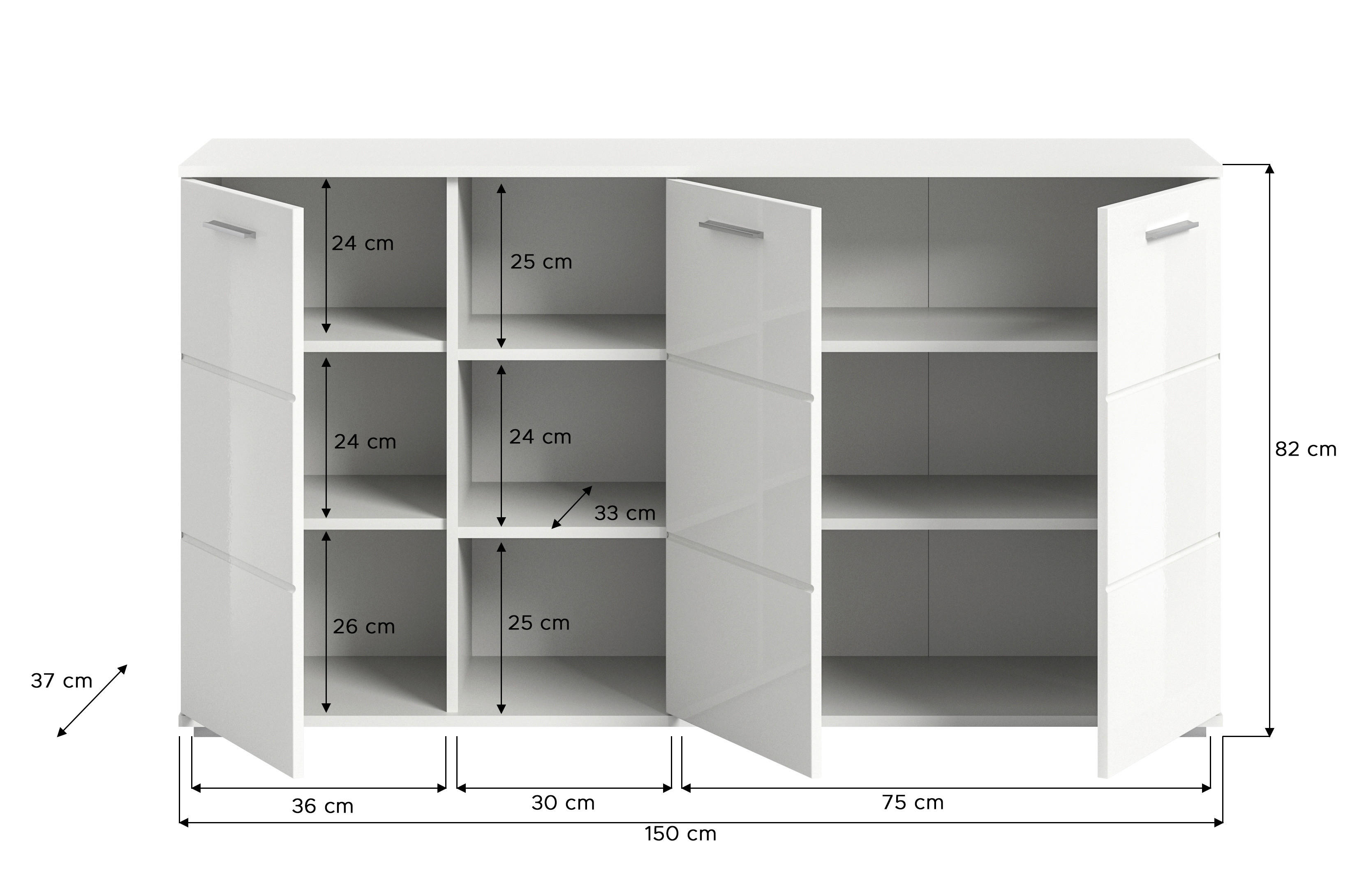 Kommode PREGO B/H/T: ca. 150x83x37 cm PREGO - (150,00/83,00/37,00cm) - xonox.home