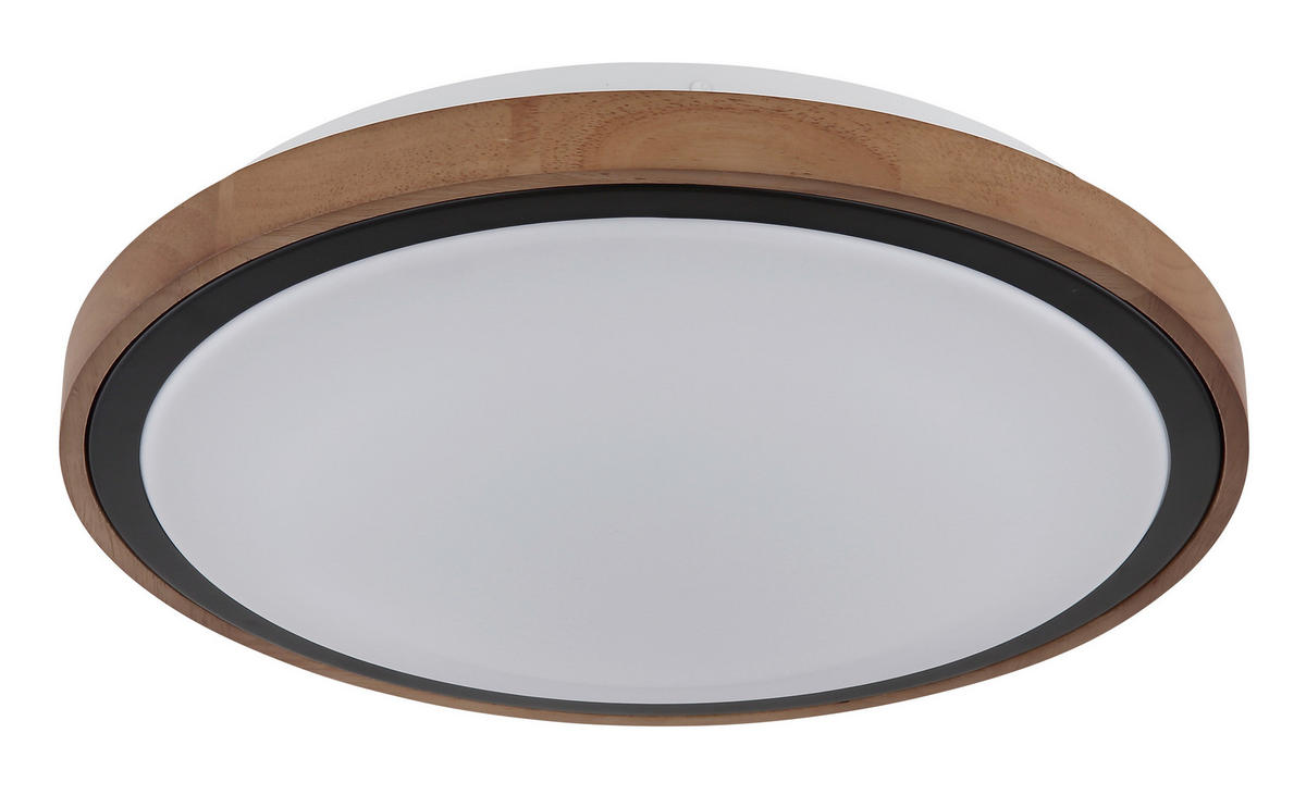 GLOBO LED-Deckenleuchte Opal schwarz braun Metall Holz Acryl H/D: ca. 9,5x38 cm BRUNO - braun/schwarz (38,00/9,50cm) - GLOBO