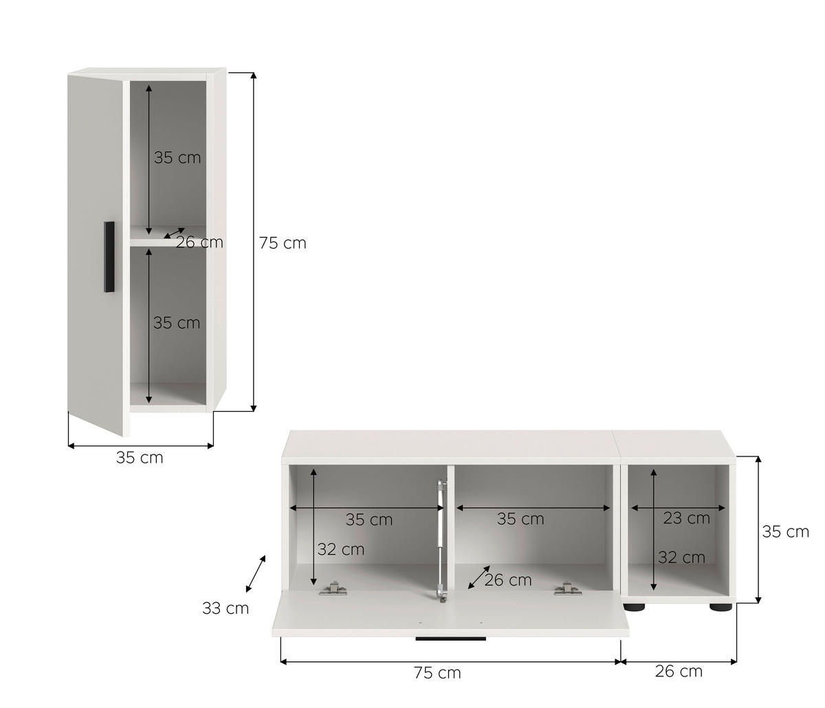 Wohnwand-Set TheOne weiß B/H/T: ca. 75x32x34 cm TheOne - weiß (75,00/32,00/34,00cm)