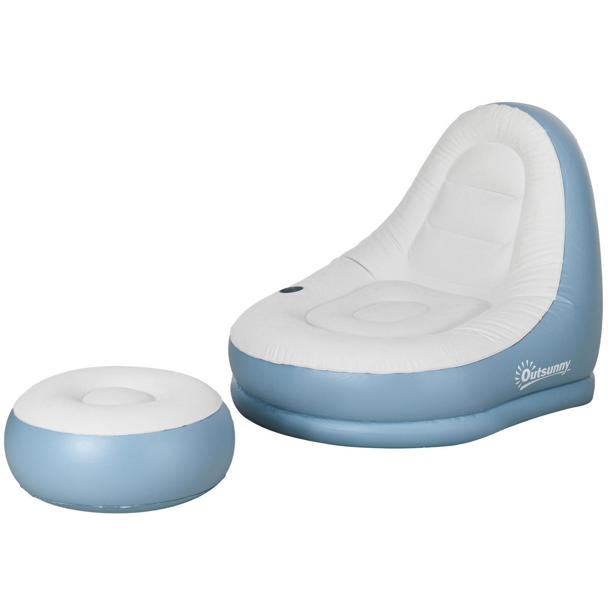 Outsunny Aufblasbarer Sessel B/H/L: ca. 100x87x125 cm Aufblasbarer Sessel - blau/weiß (125,00/100,00/87,00cm) - Outsunny