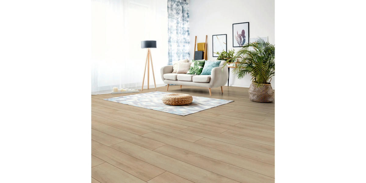 Superior Laminatboden Advanced ca. 2,131 m² im Paket  B/L: ca. 19,3x138 cm pro Paket Advanced ca. 2,131 m² im Paket - beige (19,30/138,00cm) - Superior