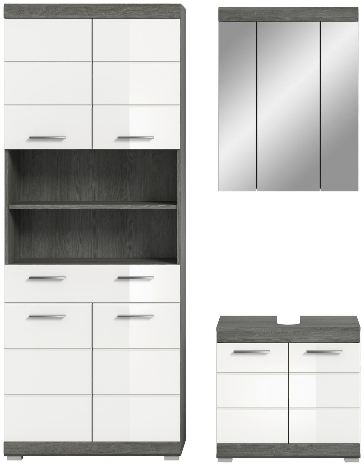 Badezimmer-Set Scout Rauchsilber Nachbildung weiß Hochglanz B/H/T: ca. 149x34x191 cm Scout - weiß (149,00/34,00/191,00cm) - xonox.home