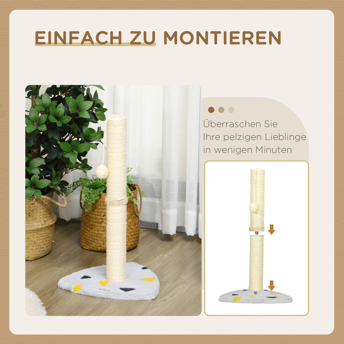 PawHut Kratzbaum hellgrau Spanplatte B/H/L: ca. 35x62x35 cm Kratzbaum - hellgrau (35,00/35,00/62,00cm) - PawHut