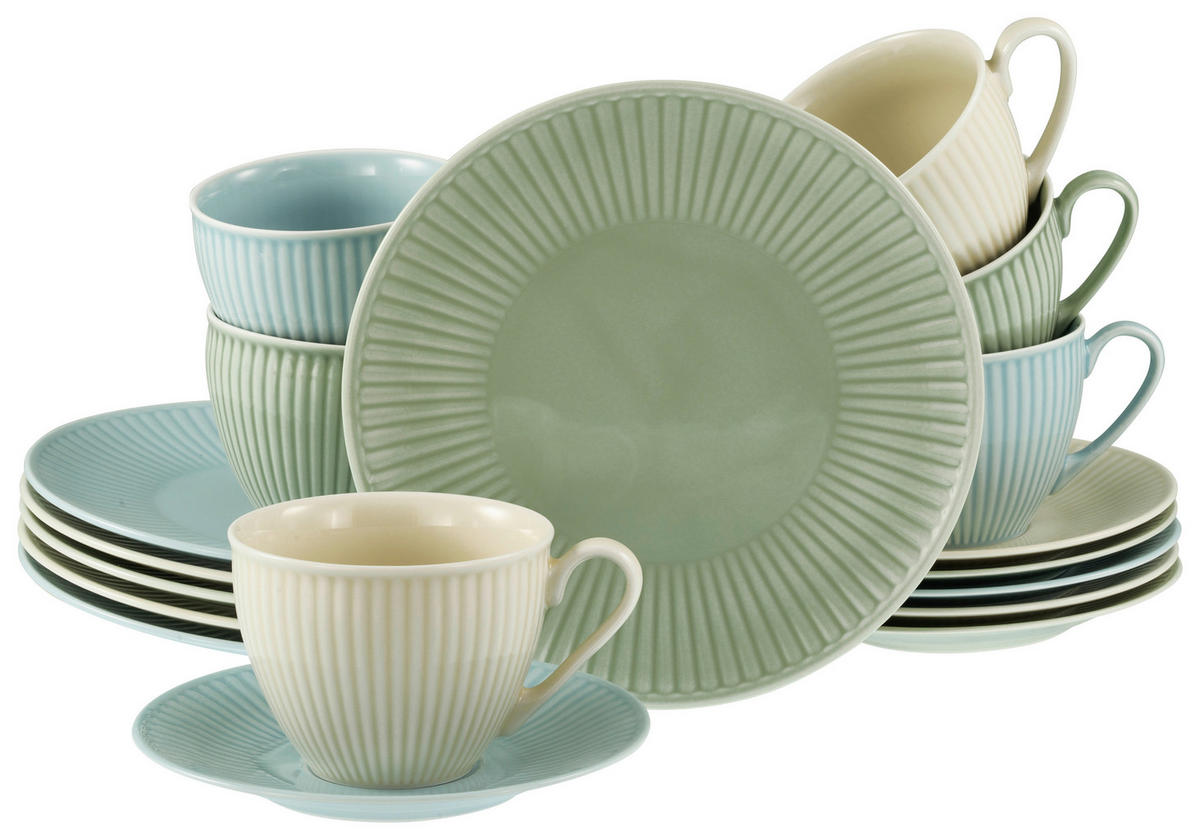 CreaTable Kaffeeservice Valencia bunt Porzellan 18 tlg. Valencia - bunt - CreaTable