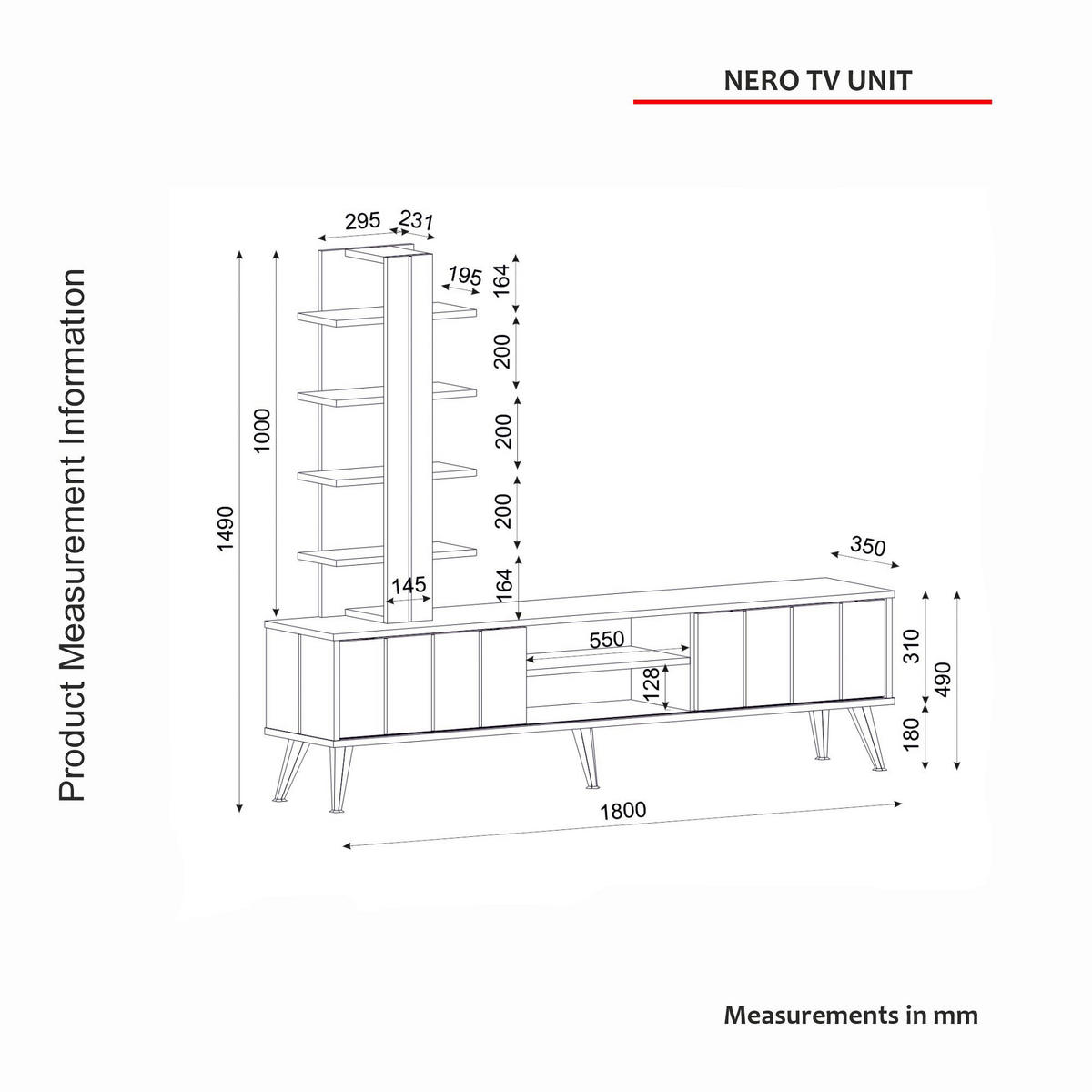 Wohnwand Nero Rebab braun dunkelgrau B/H/T: ca. 180x50x35 cm Nero - dunkelgrau/Rebab braun (180,00/50,00/35,00cm) - moebel17