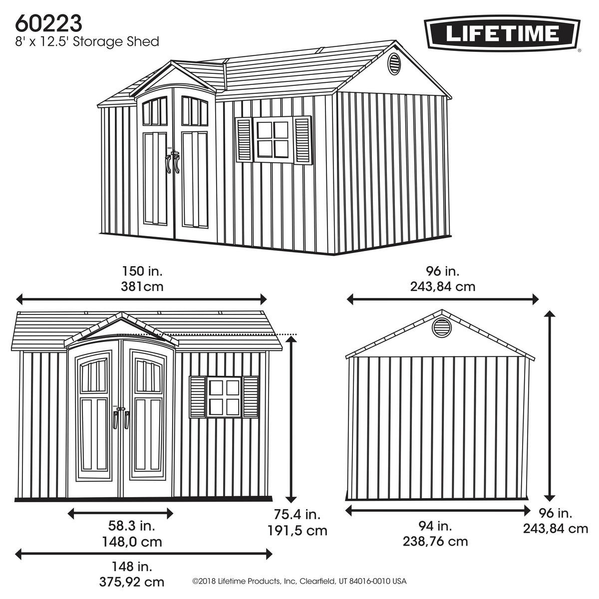 Lifetime Gerätehaus Texas hellgrau B/H/L: ca. 381x243,84x243,84 cm Texas - hellgrau (243,84/381,00/243,84cm) - Lifetime