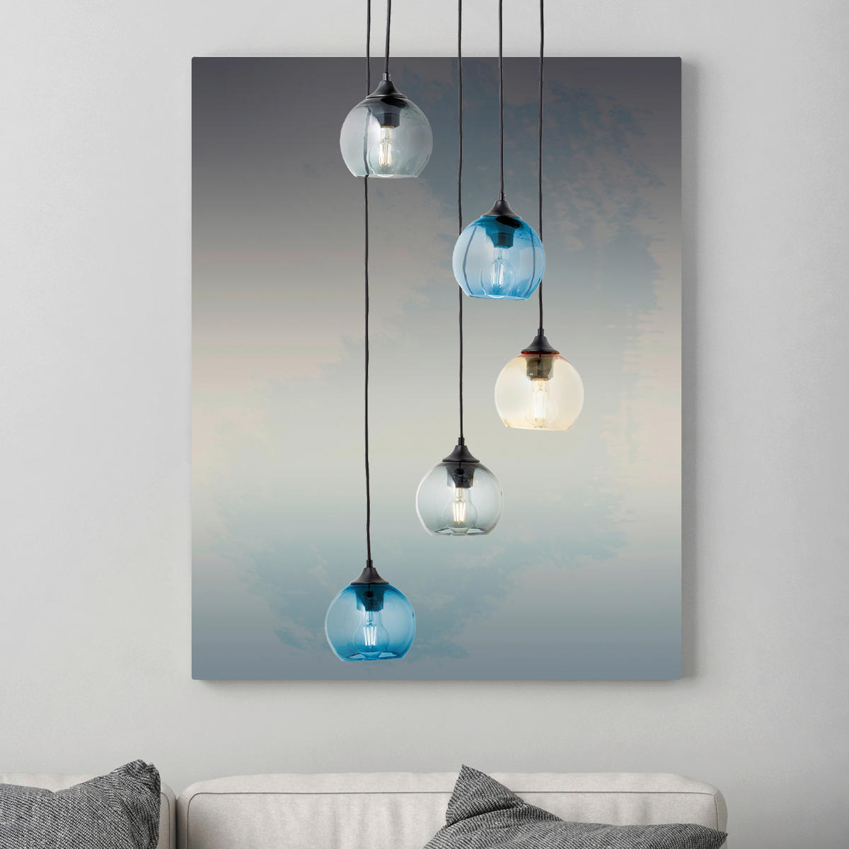 Brilliant Pendelleuchte bunt Glas Metall B/H/T/D: ca. 50x150x50x50 cm 5.0 Brennstellen Pendelleuchte Amiri 99415/72 - bunt (50,00/150,00/50,00cm) - Brilliant