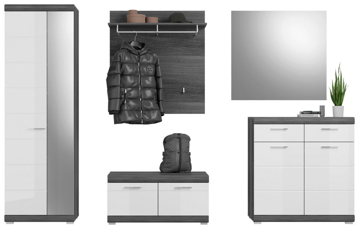 Garderobe SCOUT Rauchsilber Nachbildung weiß Hochglanz B/H/T: ca. 272x197x40 cm SCOUT - weiß (272,00/197,00/40,00cm) - xonox.home