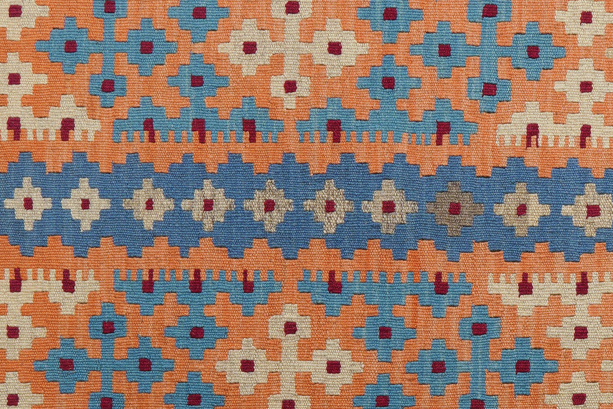 PersaTepp Teppich Kelim Gashgai blau B/H/L: ca. 84x1x134 cm Kelim Gashgai - orange/blau (134,00/84,00/1,00cm) - PersaTepp