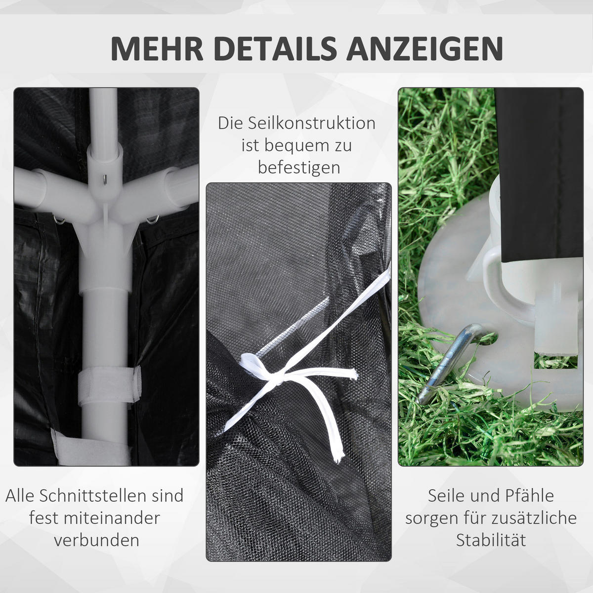 Outsunny Pavillon schwarz Polypropylen B/H/L: ca. 295x395x255 cm Pavillon - schwarz/dunkelgrau (255,00/295,00/395,00cm) - Outsunny