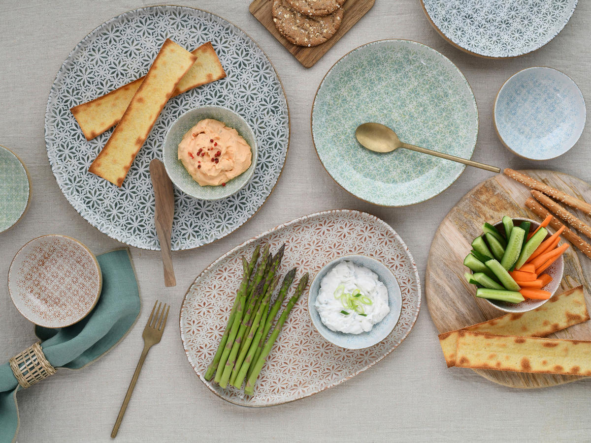 CreaTable Tafelservice Uno Emiliana grün Steinzeug 12 tlg. Uno Emiliana - grün - CreaTable