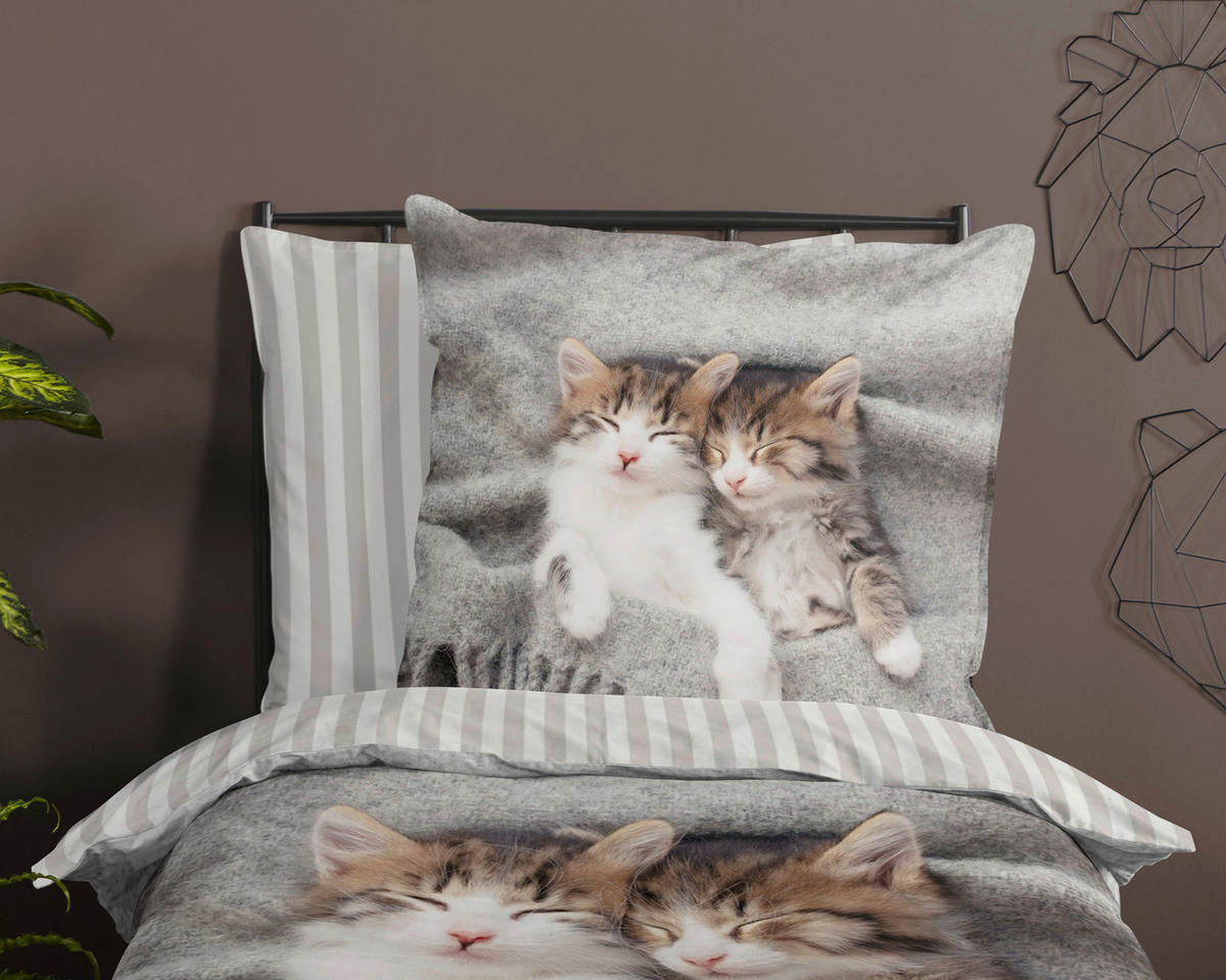 Bettwäsche Snooze grau Polyester B/L: ca. 135x200 cm Snooze - grau (135,00/200,00cm) - Pure