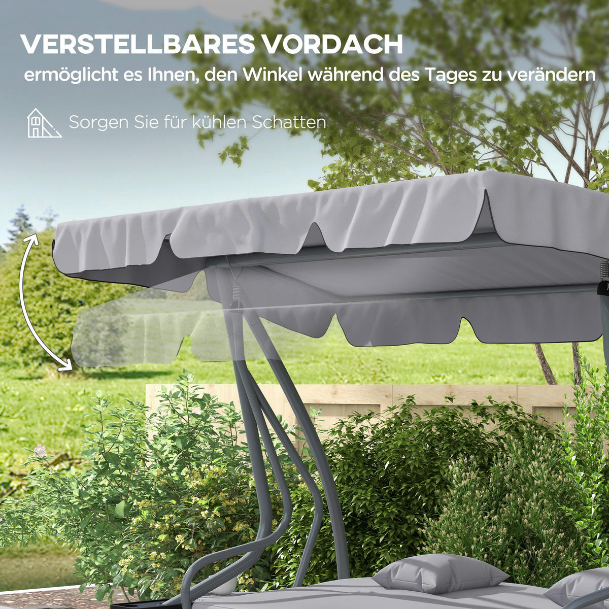 Outsunny Hollywoodschaukel hellgrau Polyester-Mischgewebe B/H/L: ca. 120x164x200 cm Hollywoodschaukel - hellgrau (200,00/120,00/164,00cm) - Outsunny