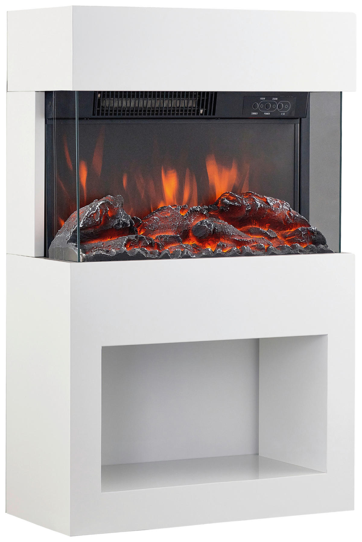 KAMINIO Elektrischer-Kamin HENRI weiß Metall B/H/T: ca. 48x75x21,7 cm ca. 2000 W HENRI - weiß (48,00/75,00/21,70cm) - KAMINIO