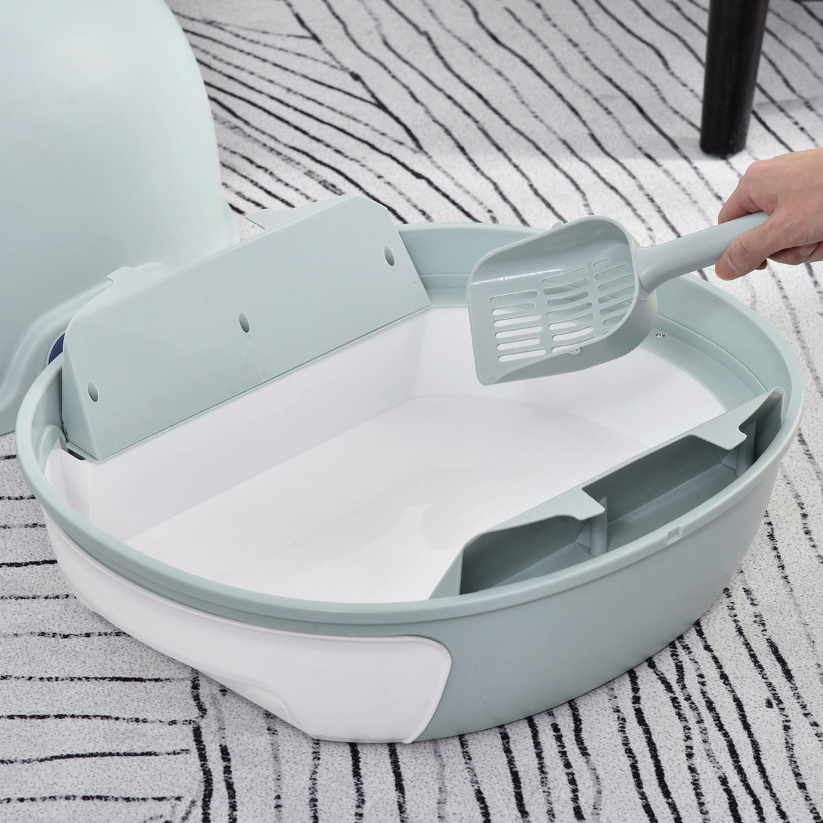 PawHut Katzentoilette blau Polypropylen B/H/T: ca. 47x44x55 cm Katzentoilette - blau (47,00/44,00/55,00cm) - PawHut