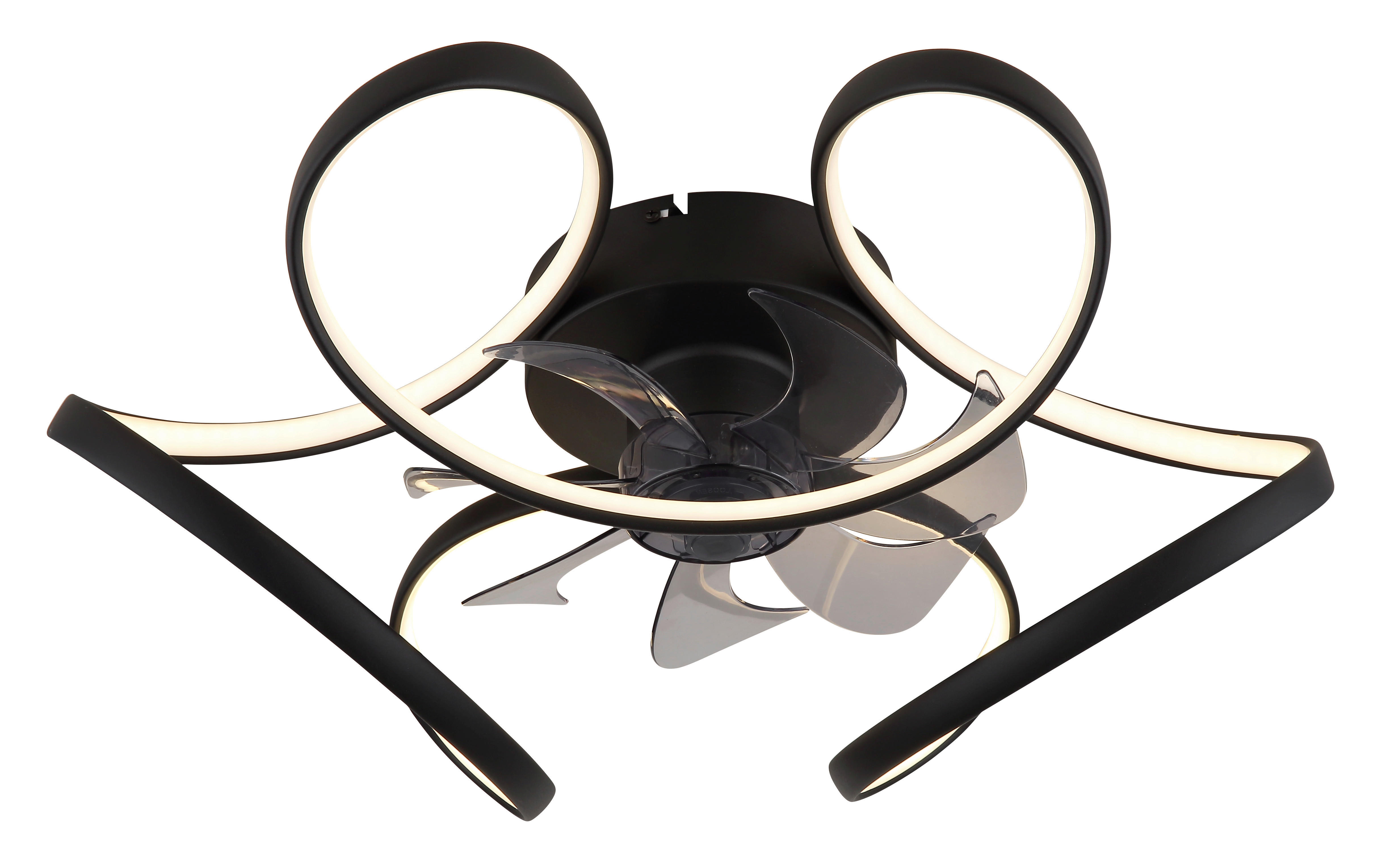 GLOBO LED-Deckenventilator transparent schwarz H/D: ca. 21x56 cm max. 30 W LORIS - schwarz/transparent (56,00/21,00cm) - GLOBO
