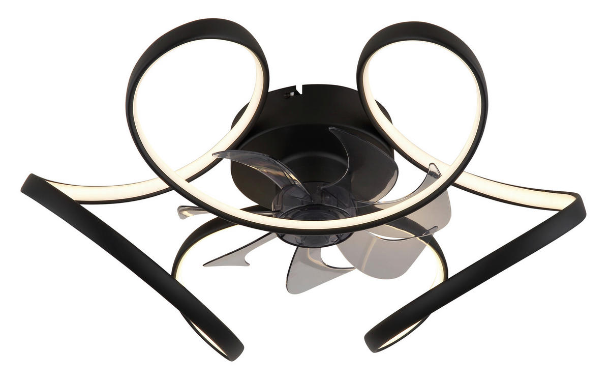 GLOBO LED-Deckenventilator transparent schwarz H/D: ca. 21x56 cm max. 30 W LORIS - schwarz/transparent (56,00/21,00cm) - GLOBO