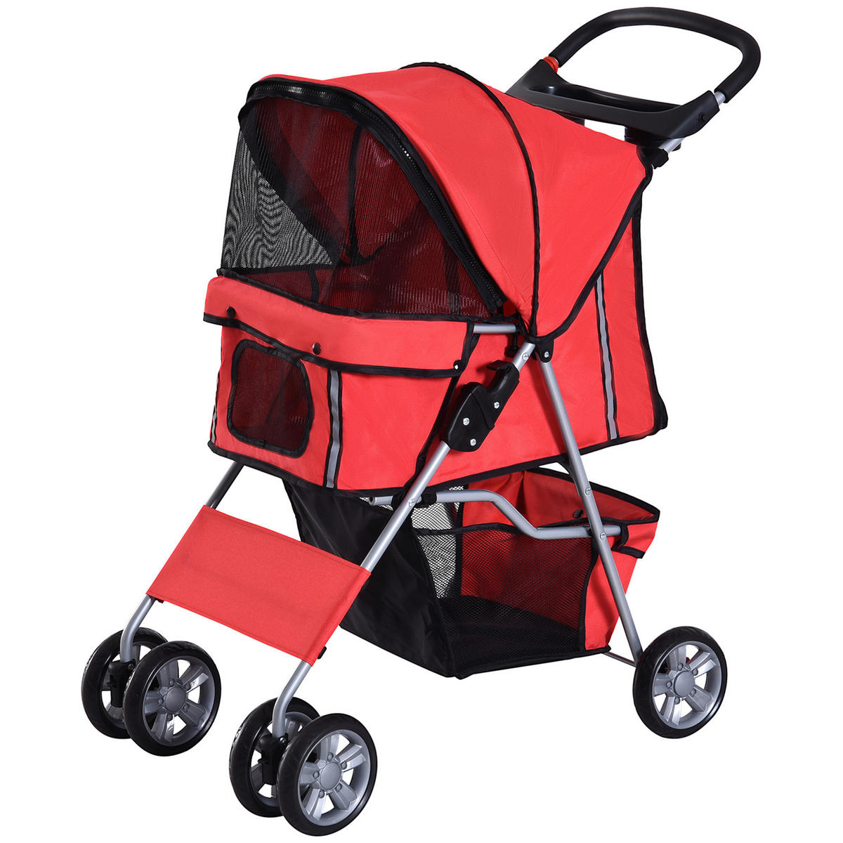 PawHut Hunde-Zubehör rot Polyester B/H/L: ca. 45x75x97 cm Hundewagen - rot (97,00/45,00/75,00cm) - PawHut