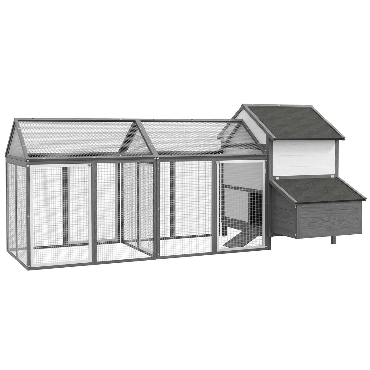 PawHut Stall grau Edelstahl B/H/L: ca. 125x247x113,5 cm Hühnerstall - grau (113,50/125,00/247,00cm) - PawHut