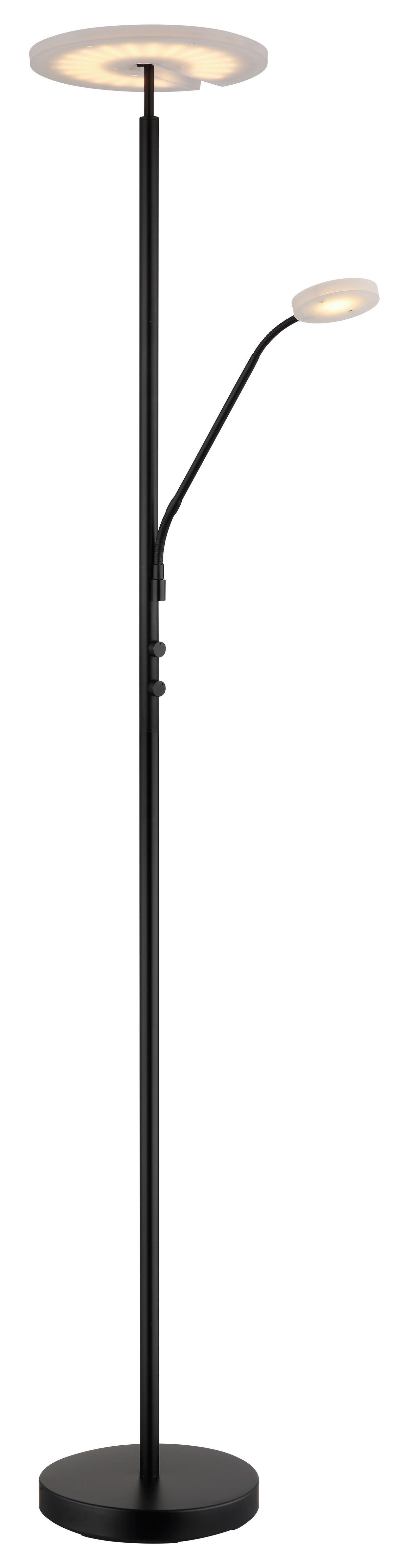 GLOBO Deckenfluter mattschwarz Satiniert Metall Acryl H/D: ca. 180x30 cm 2 Brennstellen Stanford - Satiniert/mattschwarz (30,00/180,00cm) - GLOBO