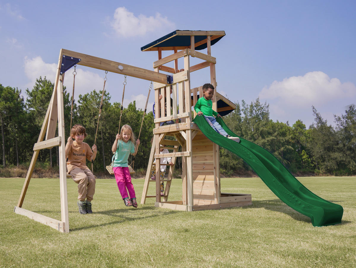 AXI Spielturm Malik braun B/H/L: ca. 345x270x336 cm Malik - braun/grün (336,00/345,00/270,00cm) - AXI