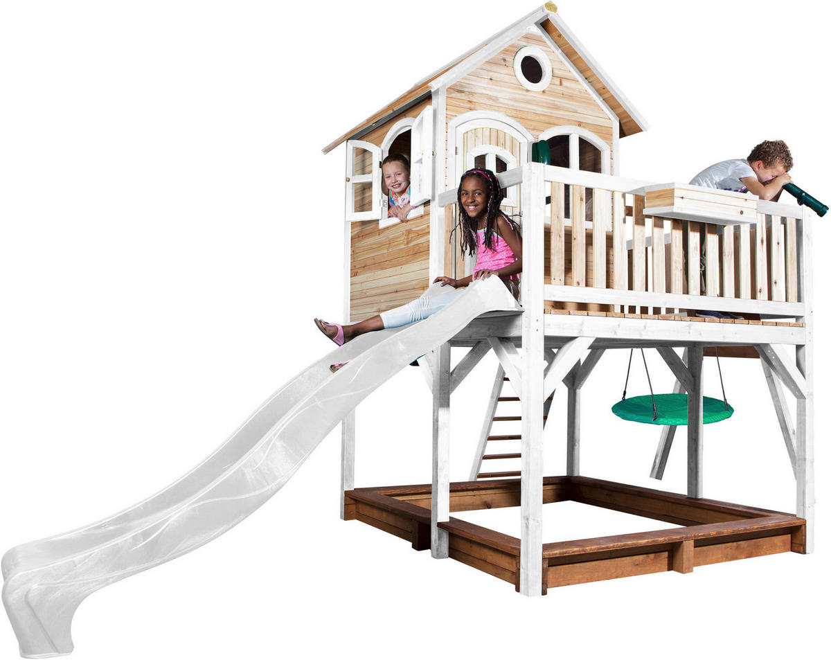 AXI Spielhaus Liam braun B/H/L: ca. 541x291x277 cm Liam - braun/weiß (277,00/541,00/291,00cm) - AXI