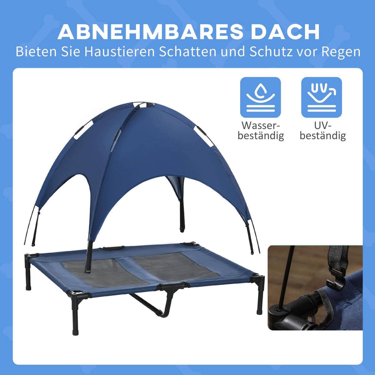 PawHut Hunde-Zubehör schwarz Polyester B/H/L: ca. 76x92x90 cm Hundebett - schwarz/dunkelblau (90,00/76,00/92,00cm) - PawHut