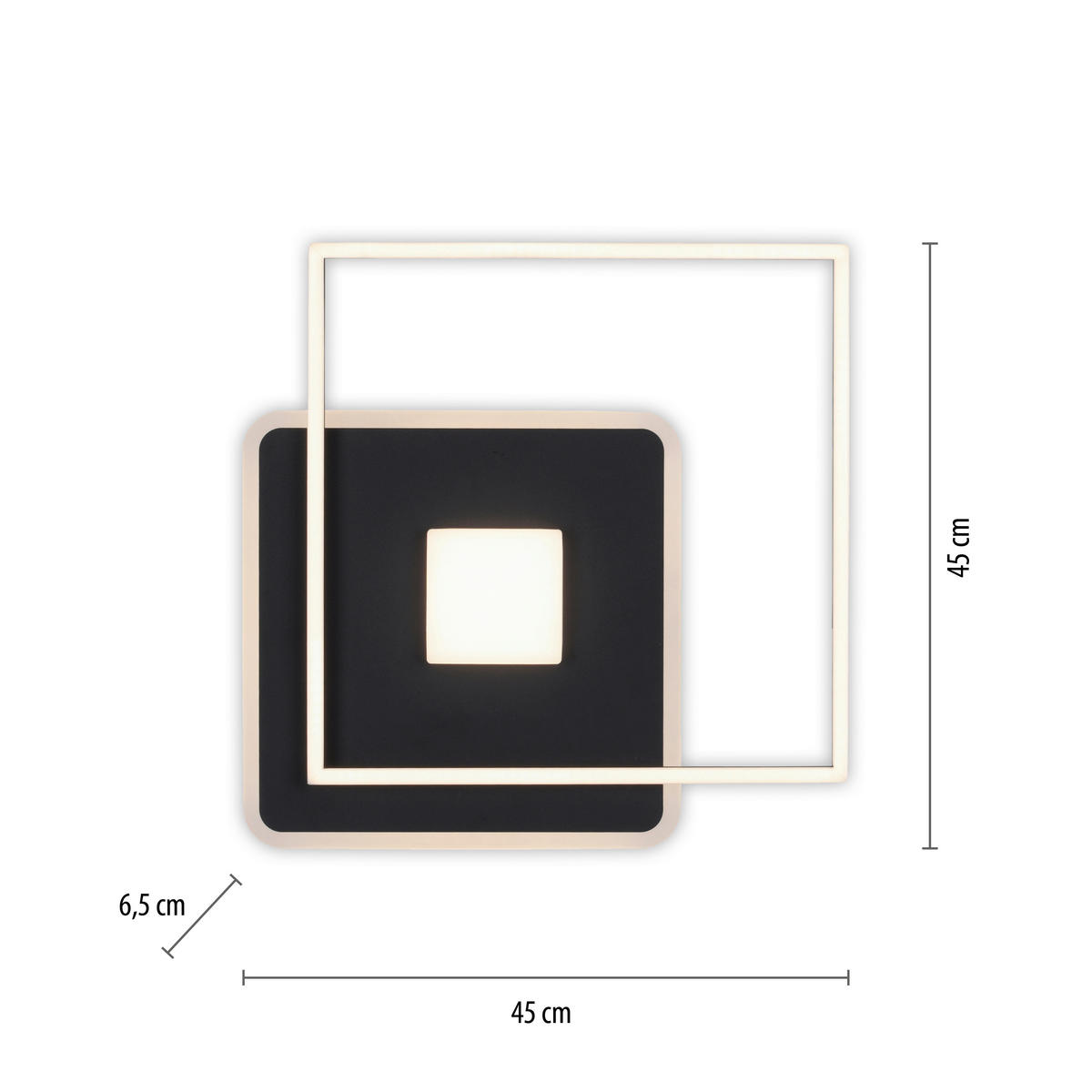 Just Light LED-Deckenleuchte DOMINO 15045-18 weiß schwarz Metall Kunststoff B/H/T: ca. 45x6,5x45 cm 1 Brennstellen DOMINO - weiß/schwarz (45,00/6,50/45,00cm) - Just Light