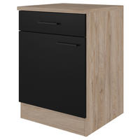Unterschrank Capri schwarz matt B/H/T: ca. 60x85x60 cm Capri - schwarz/Oak (60,00/85,00/60,00cm) - Flex-Well