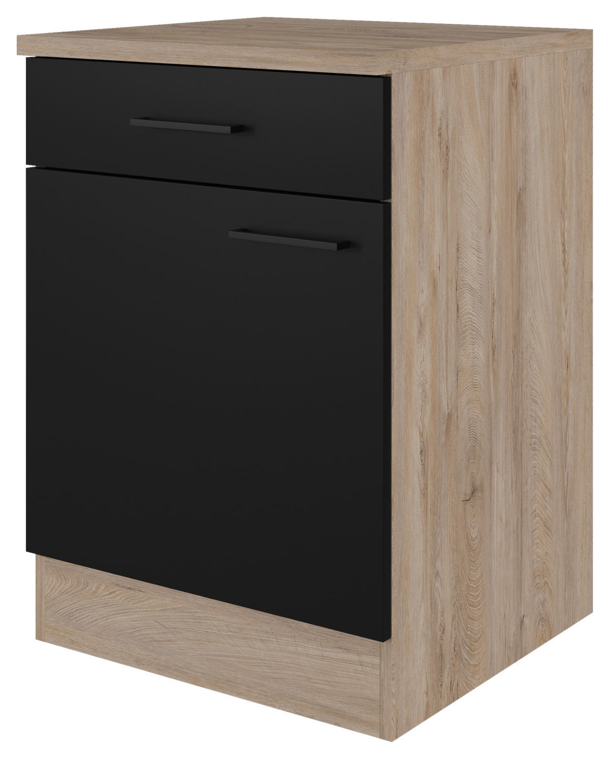 Unterschrank Capri schwarz matt B/H/T: ca. 60x85x60 cm Capri - schwarz/Oak (60,00/85,00/60,00cm) - Flex-Well