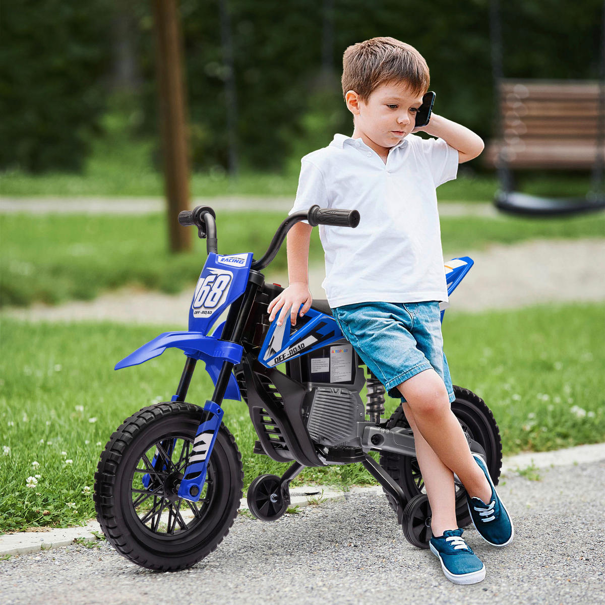 AIYAPLAY Kinder-Elektromotorrad blau B/H/L: ca. 56x70x107 cm Kinder-Elektromotorrad - blau (107,00/56,00/70,00cm) - AIYAPLAY