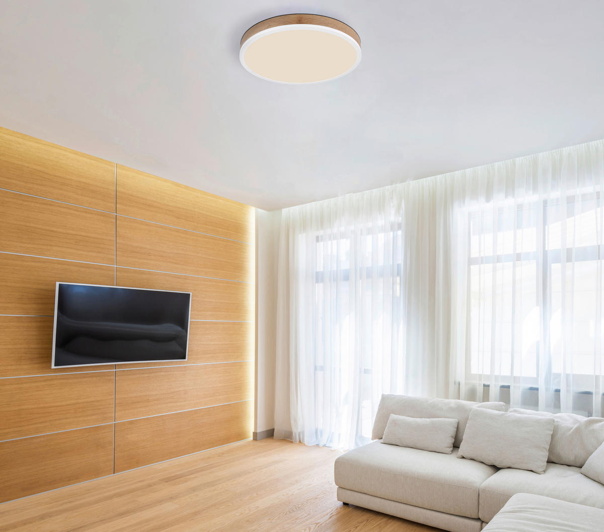 GLOBO LED-Deckenleuchte Opal weiß Kunststoff Metall H/D: ca. 8,5x45 cm DORO - weiß/Opal (45,00/8,50cm) - GLOBO