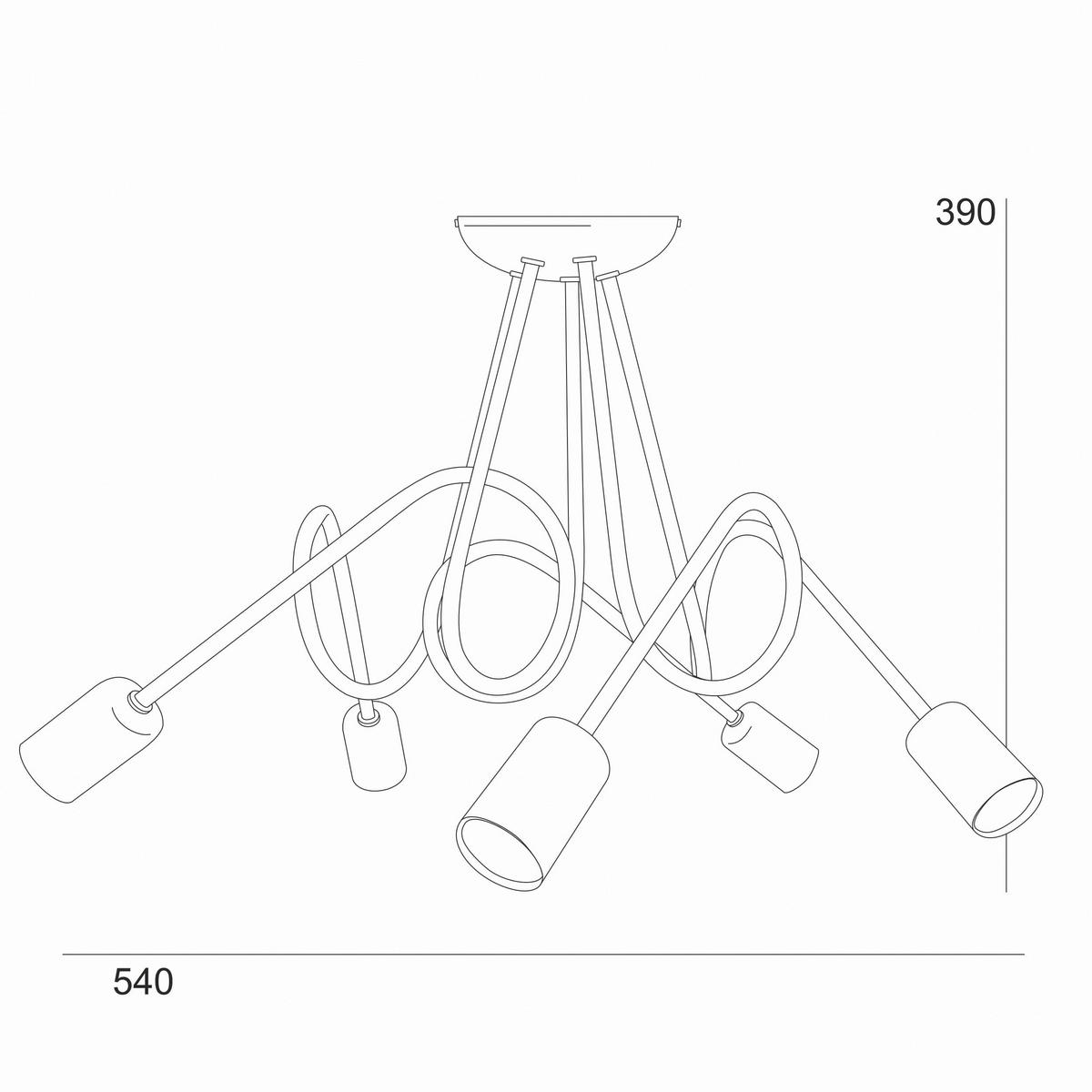Lamkur Kronleuchter schwarz Stahl B/H/L: ca. 39x54x54 cm E27 5 Brennstellen Lizzy - schwarz (54,00/39,00/54,00cm) - Lamkur