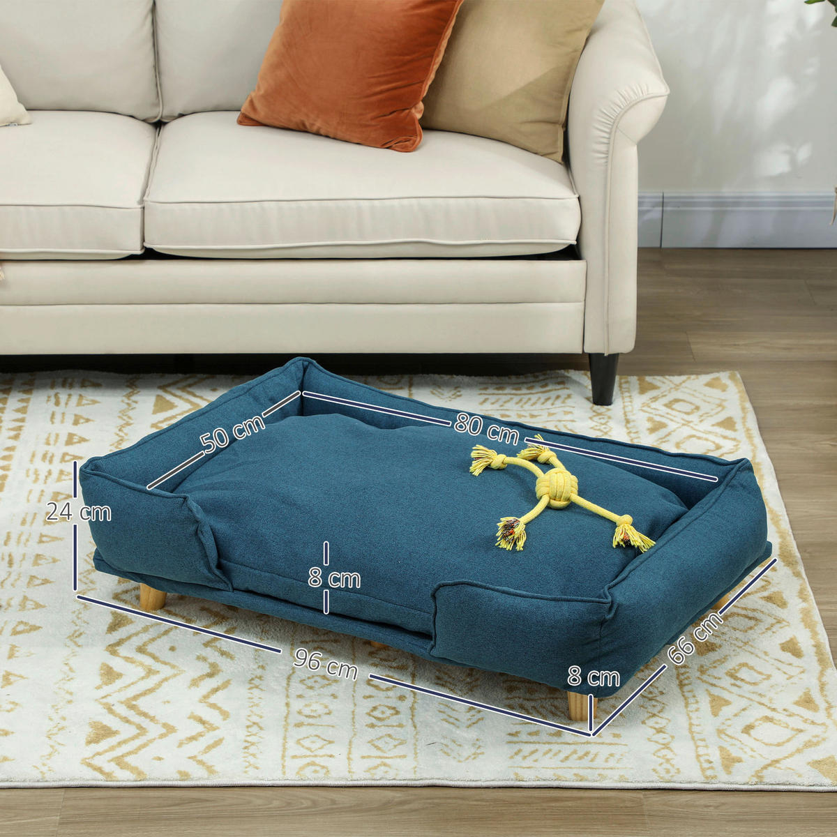 PawHut Hundesofa blau MDF B/H/L: ca. 66x24x96 cm Hundesofa - blau (96,00/66,00/24,00cm) - PawHut