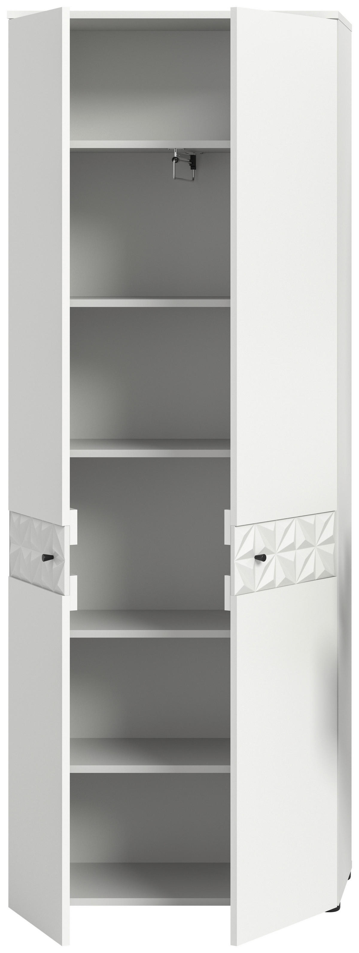 Garderobenschrank Prisma weiß weiß Hochglanz B/H/T: ca. 70,2x192x34,8 cm Prisma - weiß (70,20/192,00/34,80cm) - xonox.home