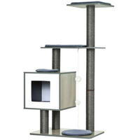 PawHut Katzenkratzbaum grau Holz B/H/L: ca. 40x120x60 cm Katzenkratzbaum - grau (60,00/40,00/120,00cm) - PawHut