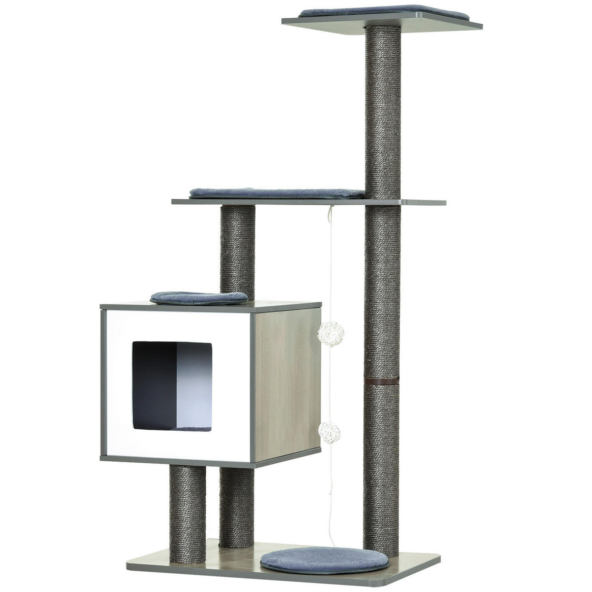 PawHut Katzenkratzbaum grau Holz B/H/L: ca. 40x120x60 cm Katzenkratzbaum - grau (60,00/40,00/120,00cm) - PawHut
