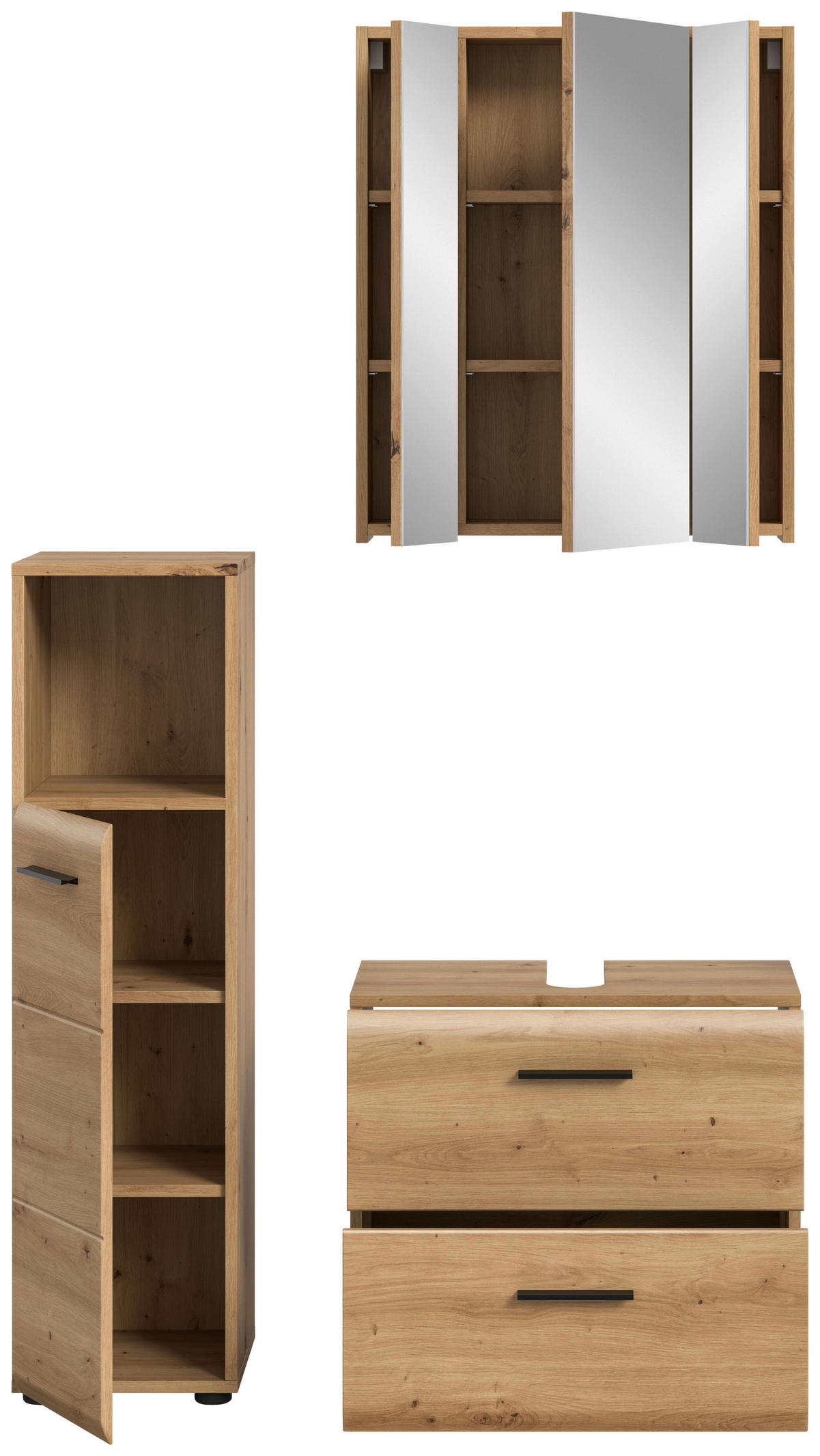 Badezimmer-Set Ice Artisan Oak Nachbildung B/H/T: ca. 105x185x30 cm Ice - (105,00/185,00/30,00cm) - xonox.home