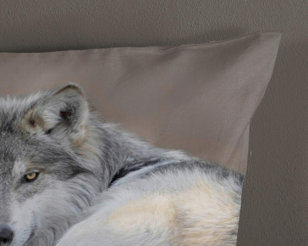 Bettwäsche Wolf taupe Polyester B/L: ca. 135x200 cm Wolf - taupe (135,00/200,00cm) - Pure