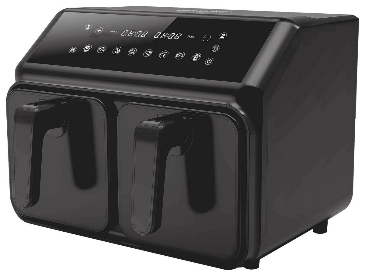 MICHELINO Heißfluftfritteuse Doppelbehälter 20212 schwarz Kunststoff B/H/T: ca. 28x37x27 cm ca. 8 l Doppel-Heißluftfritteuse - schwarz (28,00/37,00/27,00cm) - MICHELINO