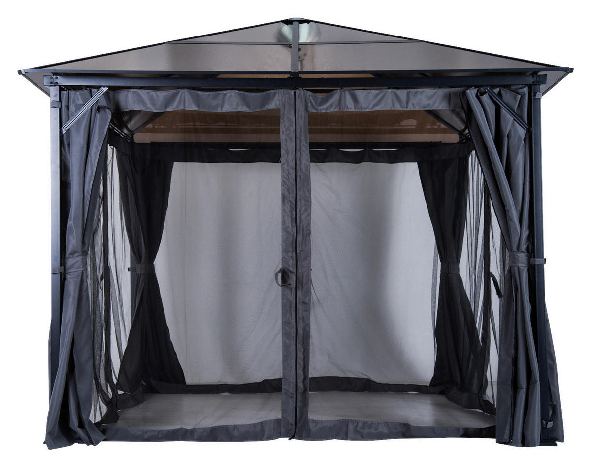 Outsunny Gartenpavillon braun Alu B/H/L: ca. 300x265x300 cm Gartenpavillon - braun/dunkelgrau (300,00/300,00/265,00cm) - Outsunny