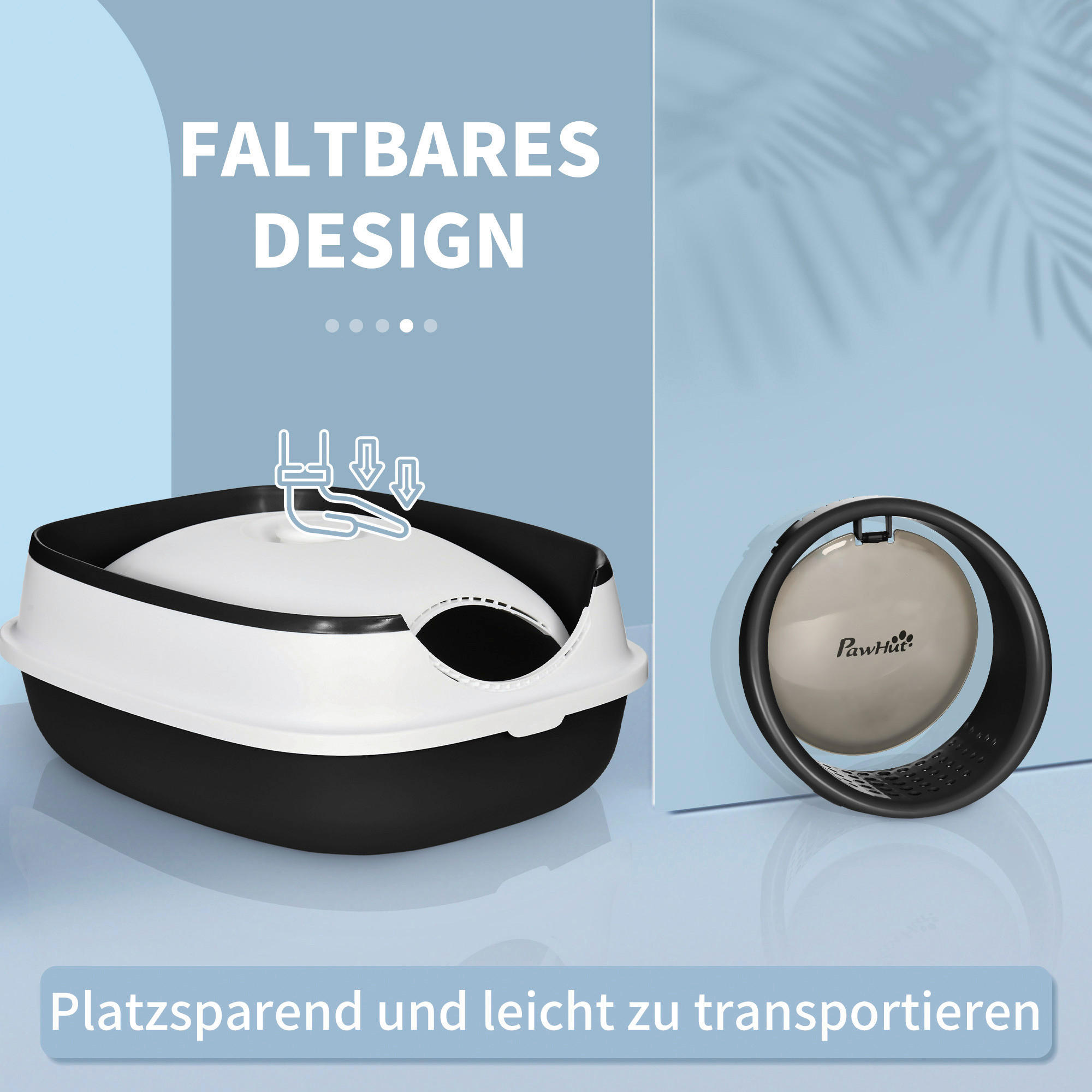 PawHut Katzentoilette schwarz Kunststoff B/H/L: ca. 41x38x52 cm Katzentoilette - weiß/schwarz (52,00/41,00/38,00cm) - PawHut